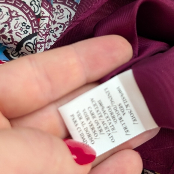 Due Per Due 100% Silk Multicolor Patterned Women's Tank Top Cowl Neck Size 12 - Picture 7 of 7